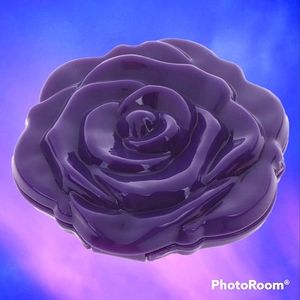 Vintage carved purple rose, handheld compact mirror.